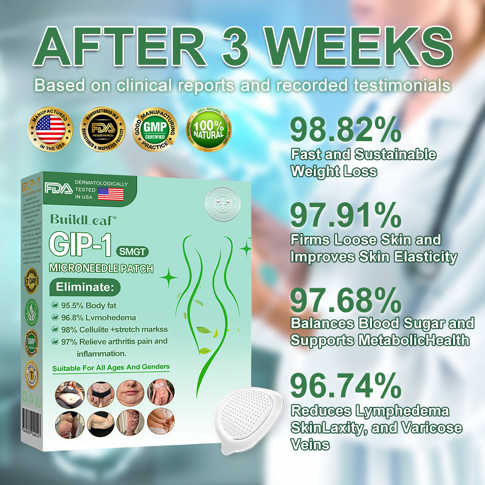 Official Store🏥BuildLeaf® GLP-1 Nano-Microneedle Patch with Collagen & Matrixyl 3000 丨Obesity,Cardiovascular Diseas, Diabetes, Sleep Apnea, Joint Problems and More